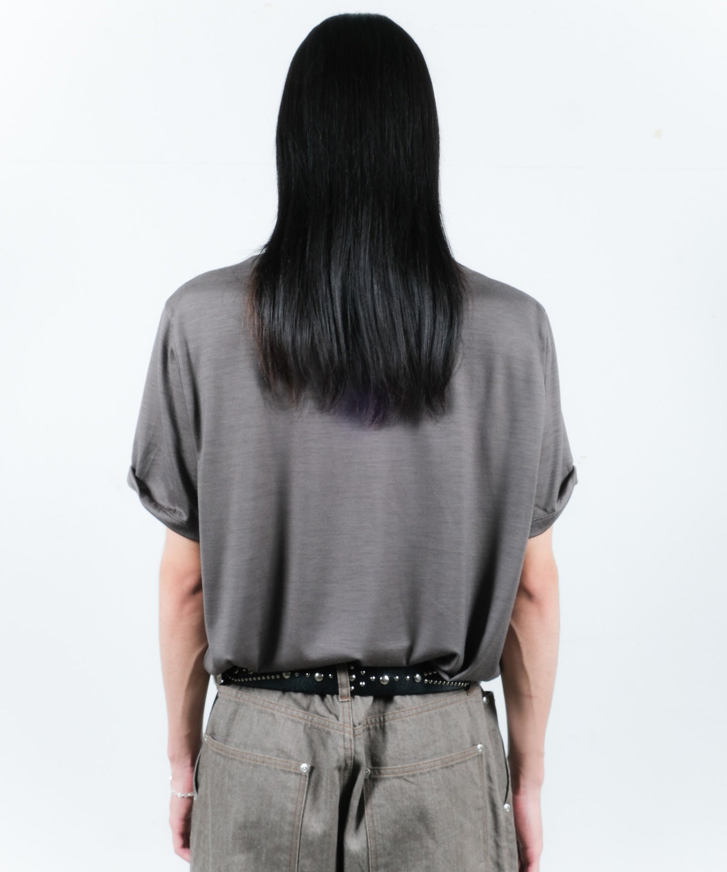 SLEEVE ROLL UP WOOL TEE