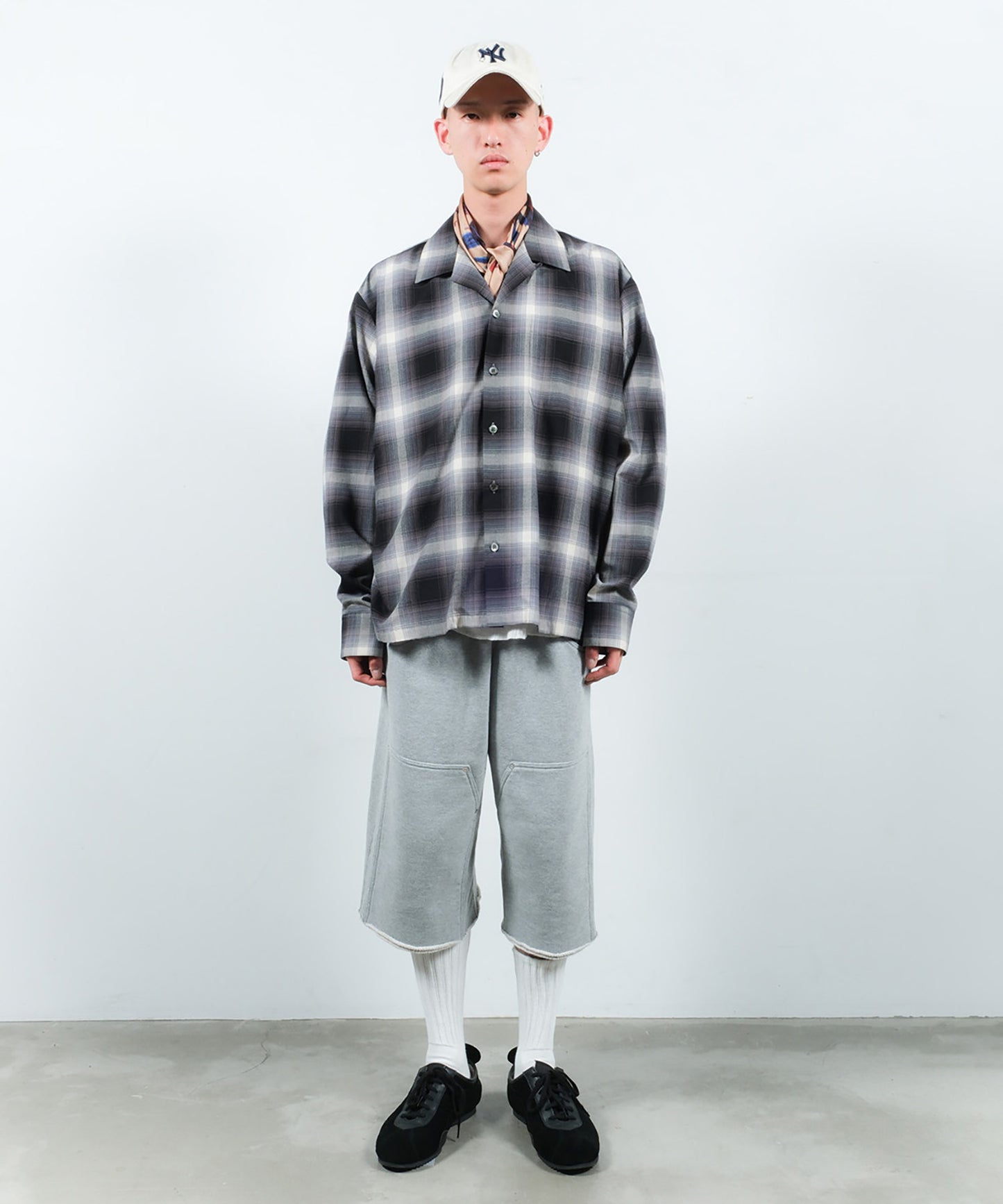 CHECK OPEN COLLAR SHIRT