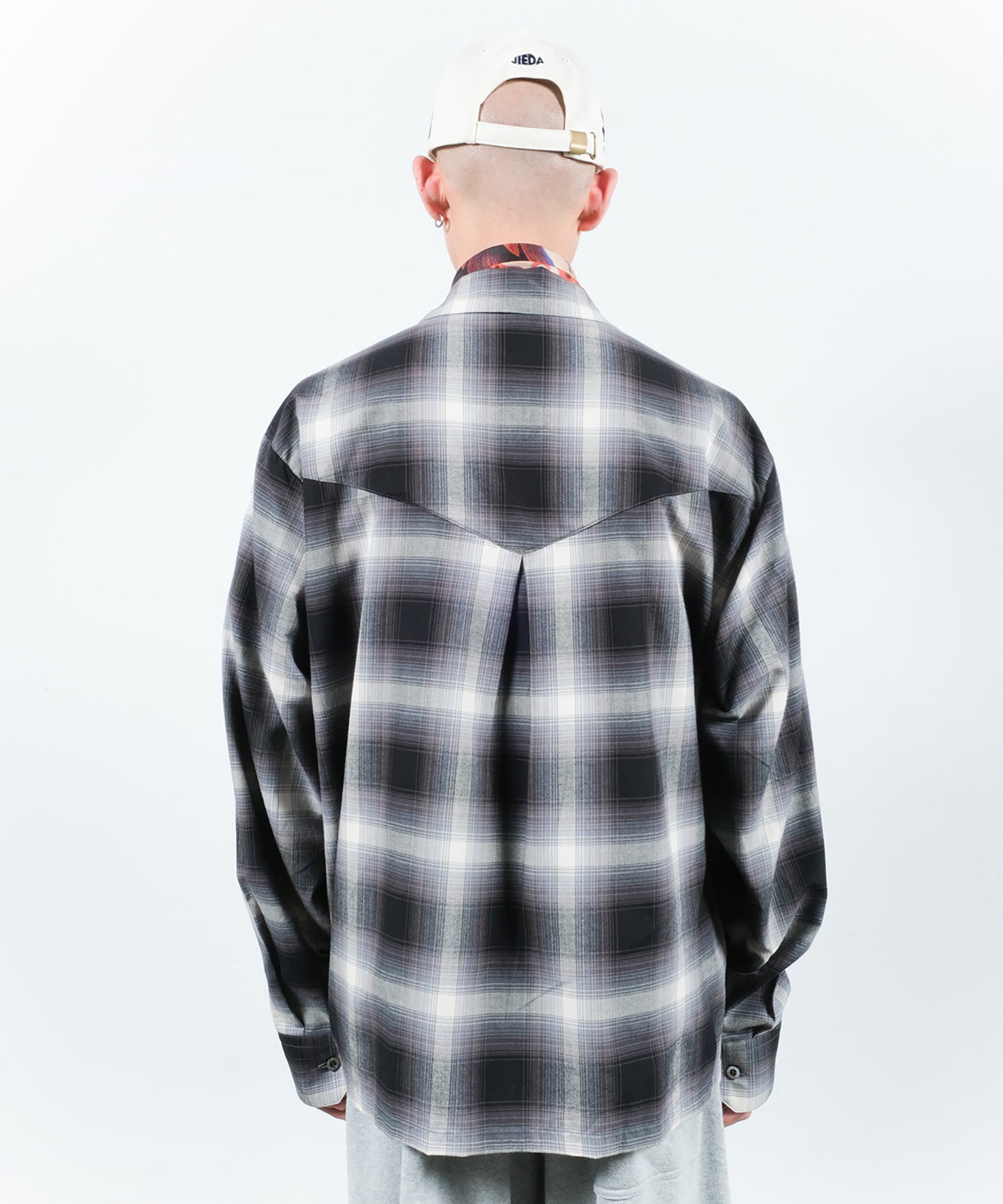 CHECK OPEN COLLAR SHIRT