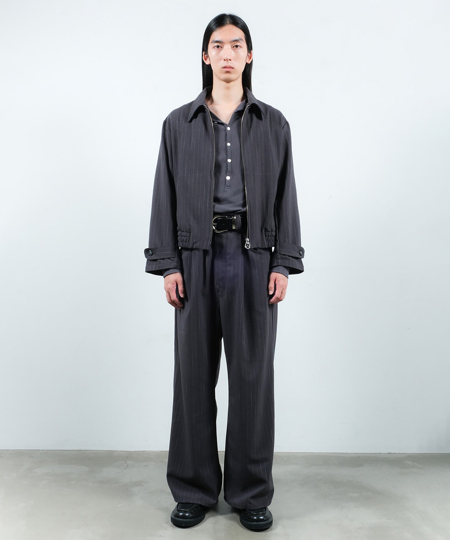STRIPE WIDE ONE TUCK PANTS