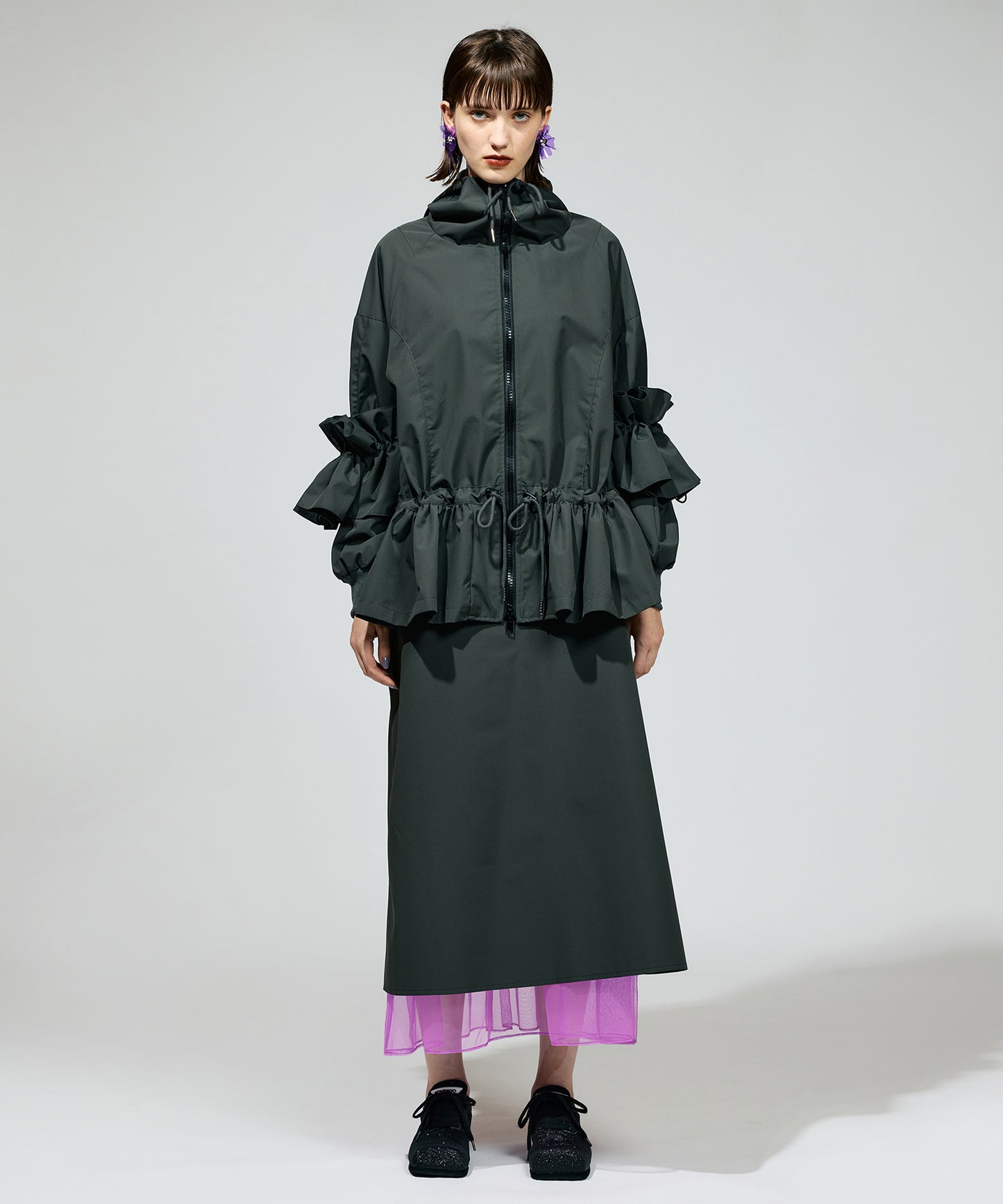 TULLE LAYERED NYLON SKIRT
