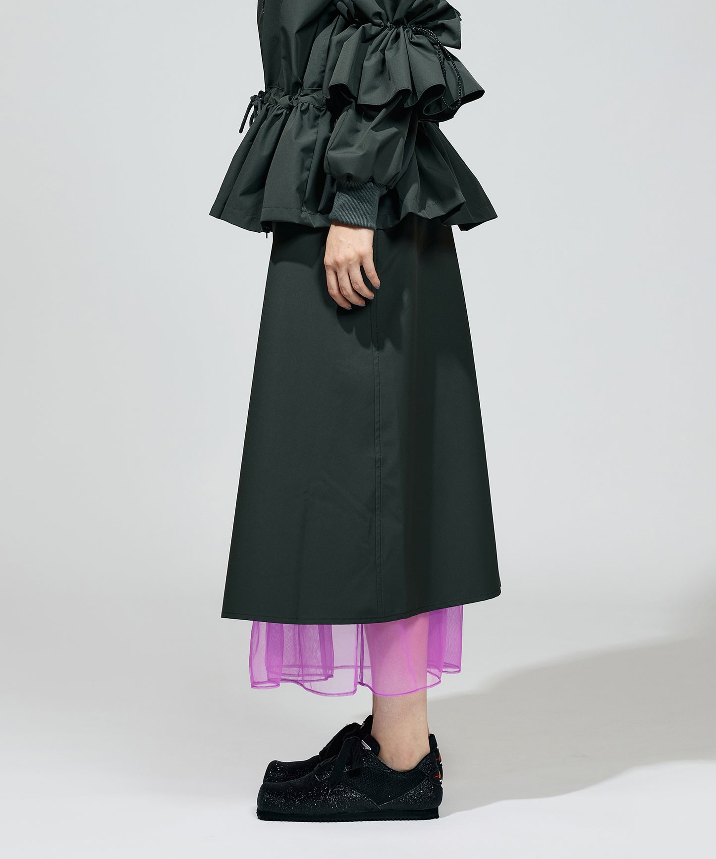 TULLE LAYERED NYLON SKIRT