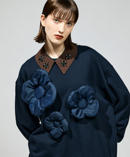 PUFF FLOWER PULLOVER SWEAT