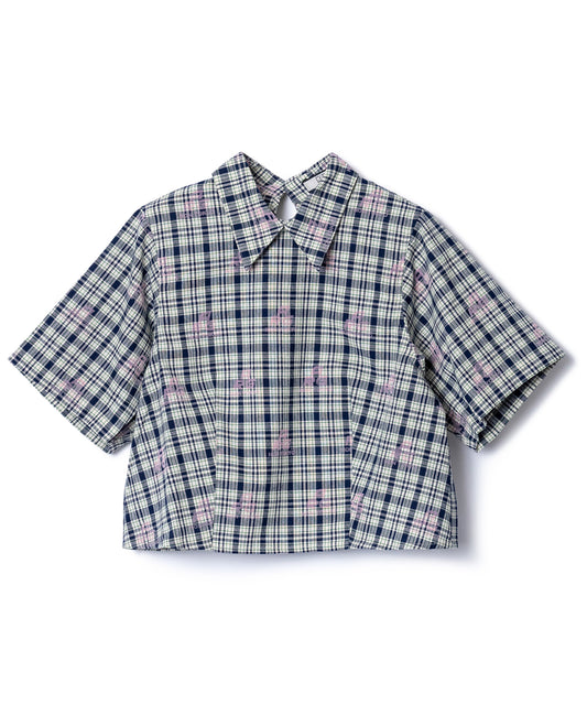 FLOCKED PRINT PULLOVER SHIRT