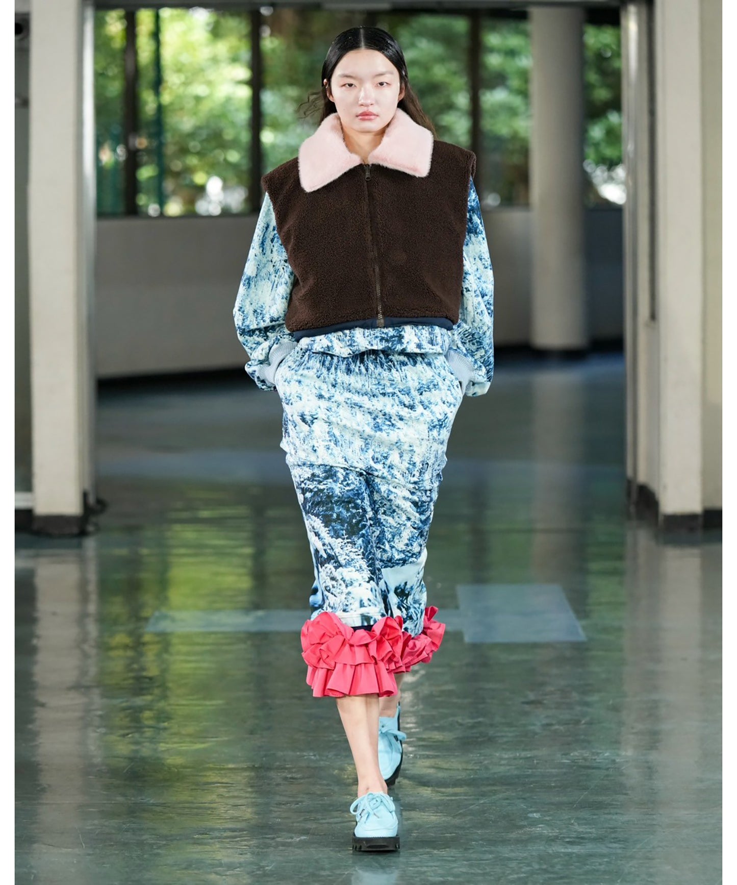 PRINT FLEECE PULLOVER TOP