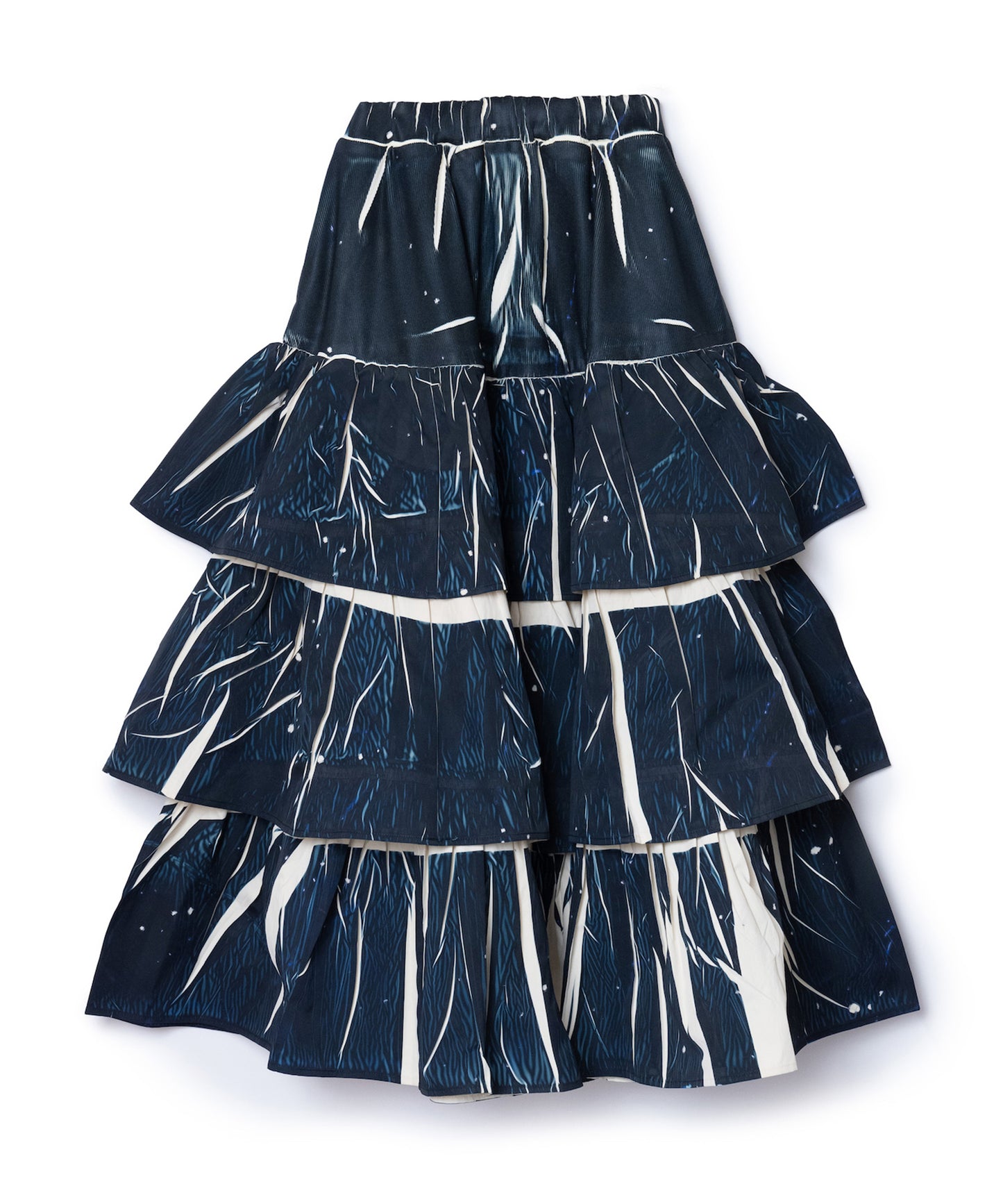 DIRECT PRINT RIB GATHER LONG SKIRT