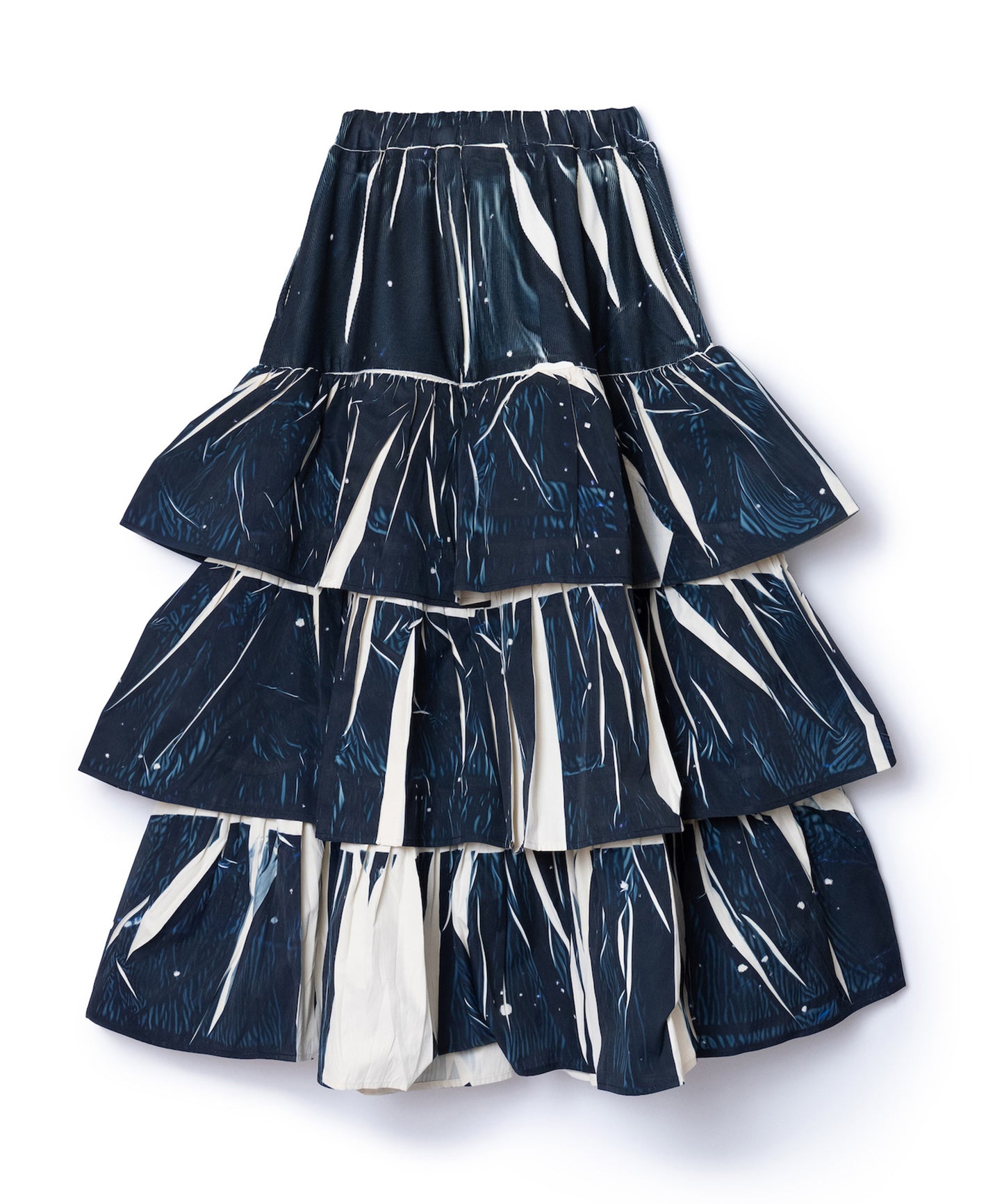 DIRECT PRINT RIB GATHER LONG SKIRT