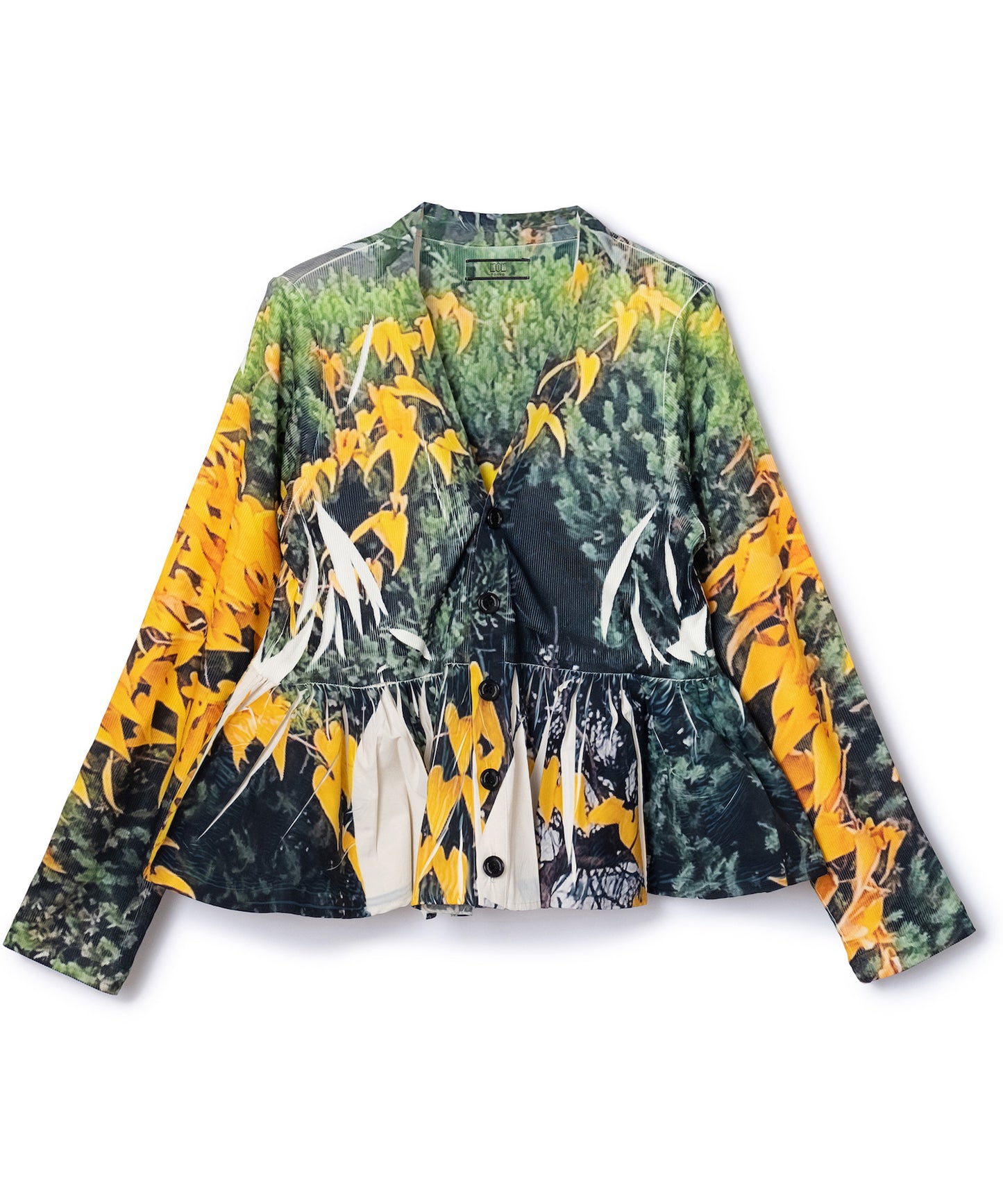 DIRECT PRINT RIB GATHER CARDIGAN