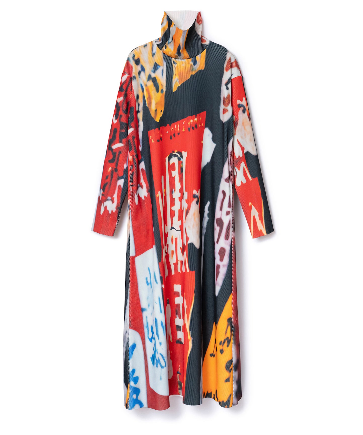 PRINT RIB HI-NECK ONE-PIECE