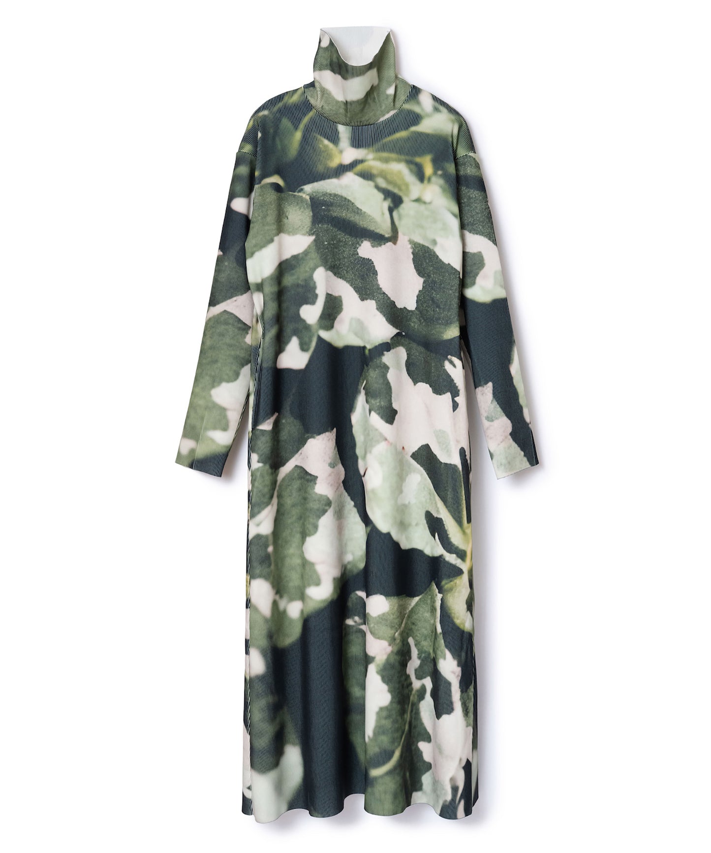 PRINT RIB HI-NECK ONE-PIECE