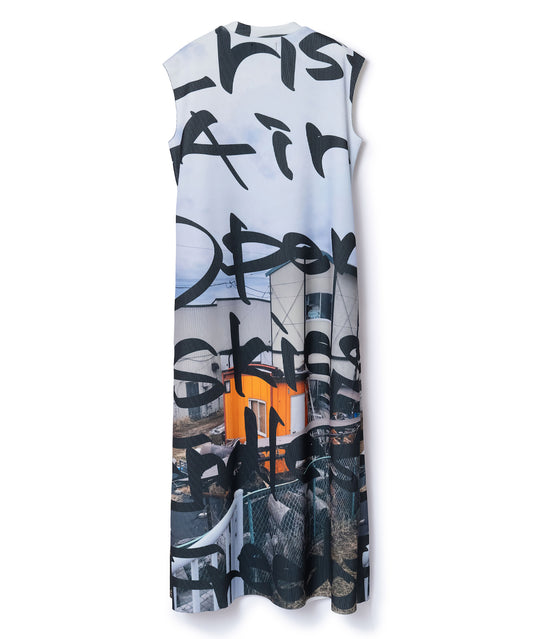 PRINT RIB NO SLEEVE ONE-PIECE