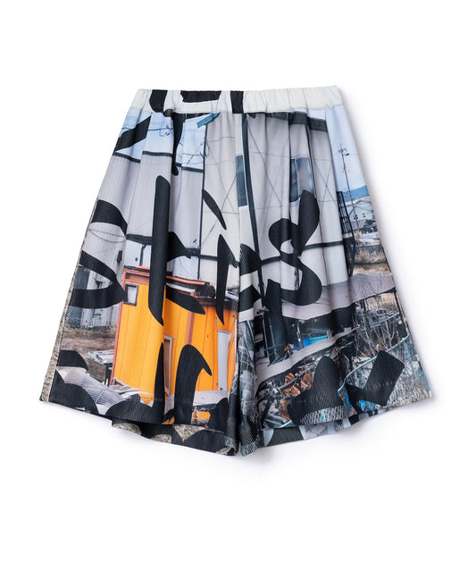 PRINT RIB WIDE SHORTS