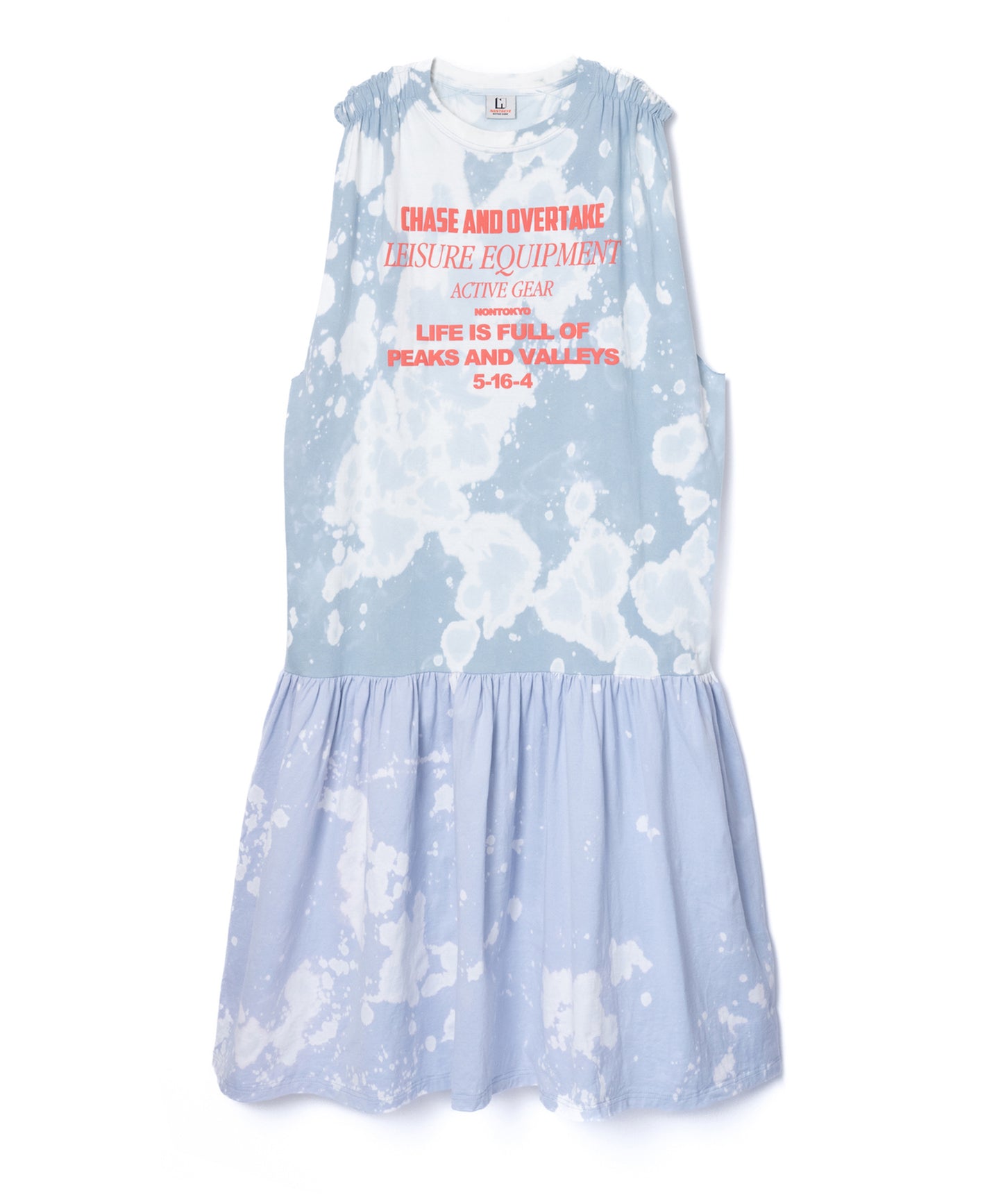 GATHER SHOULDER TIE-DYE ONE-PIECE