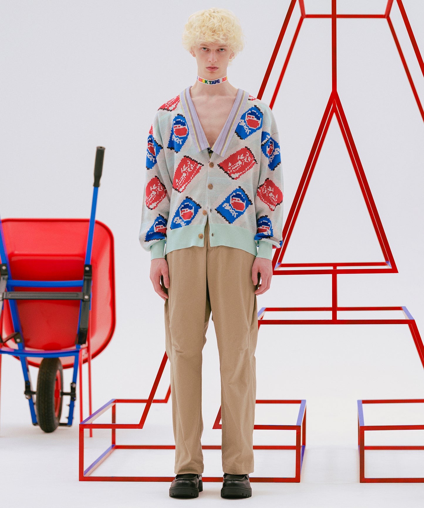 CAN ARGYLE KNIT CARDIGAN