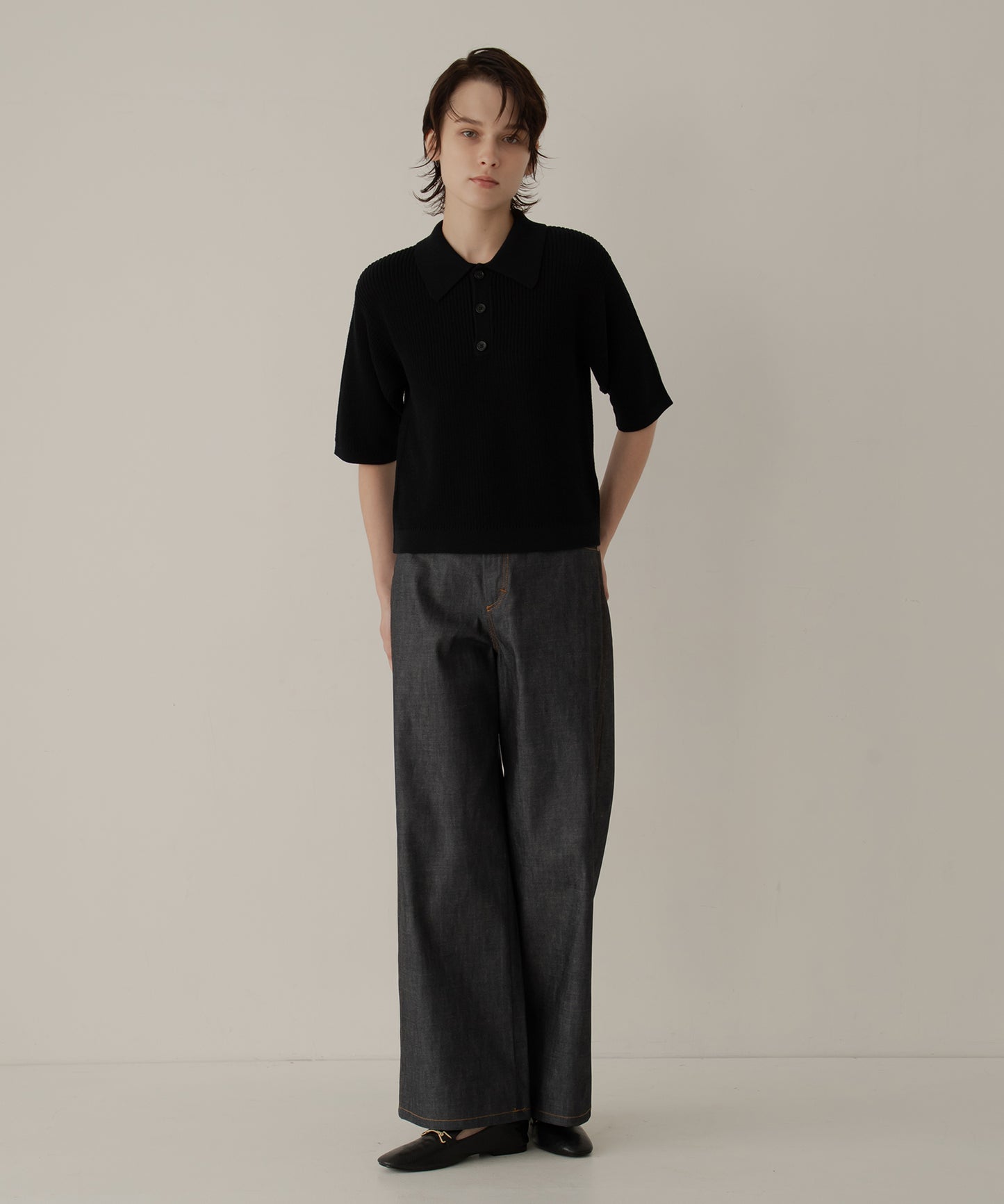 half-sleeve knit polo