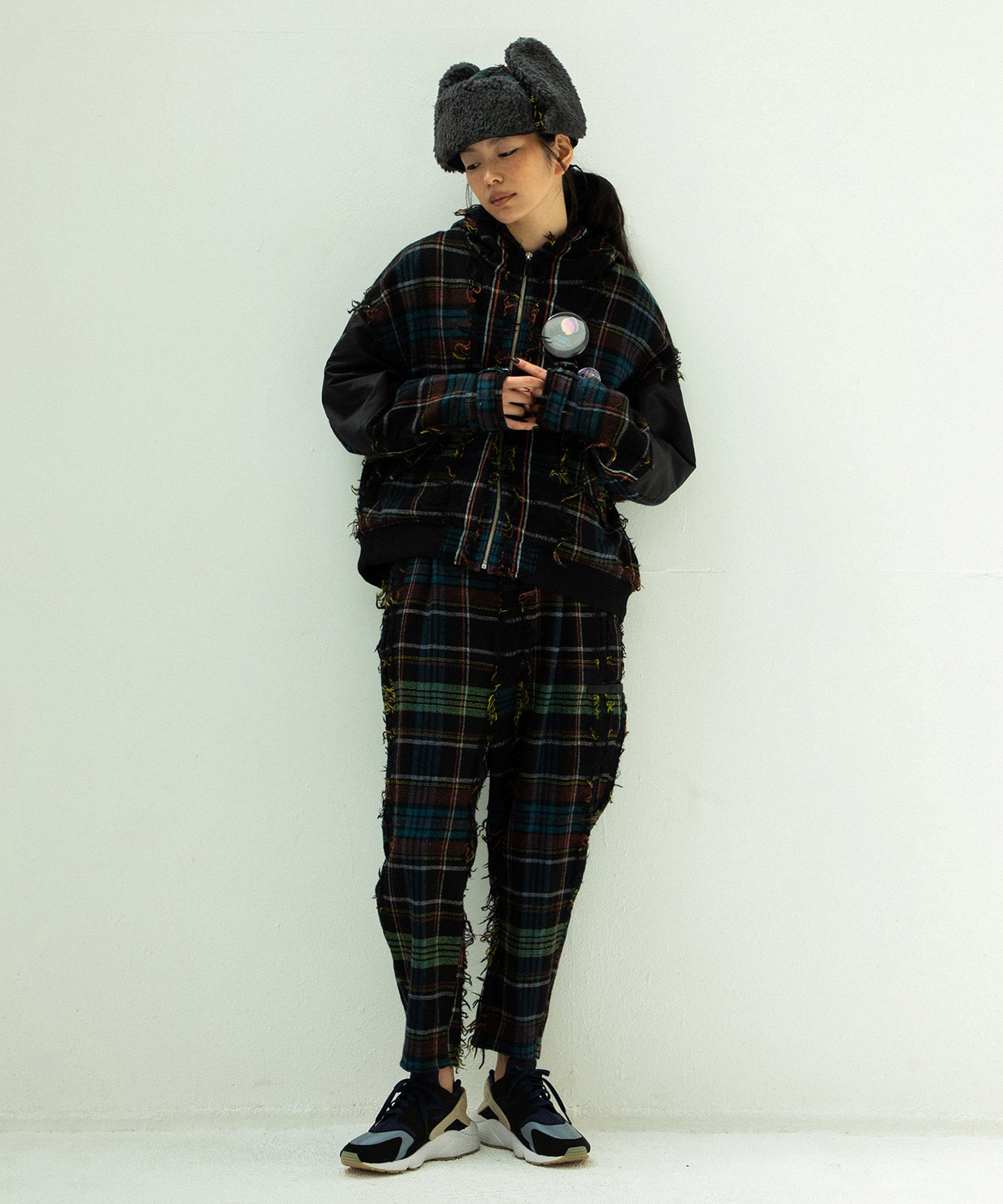 FRINGE WOOL MIX HOODED BLOUSON