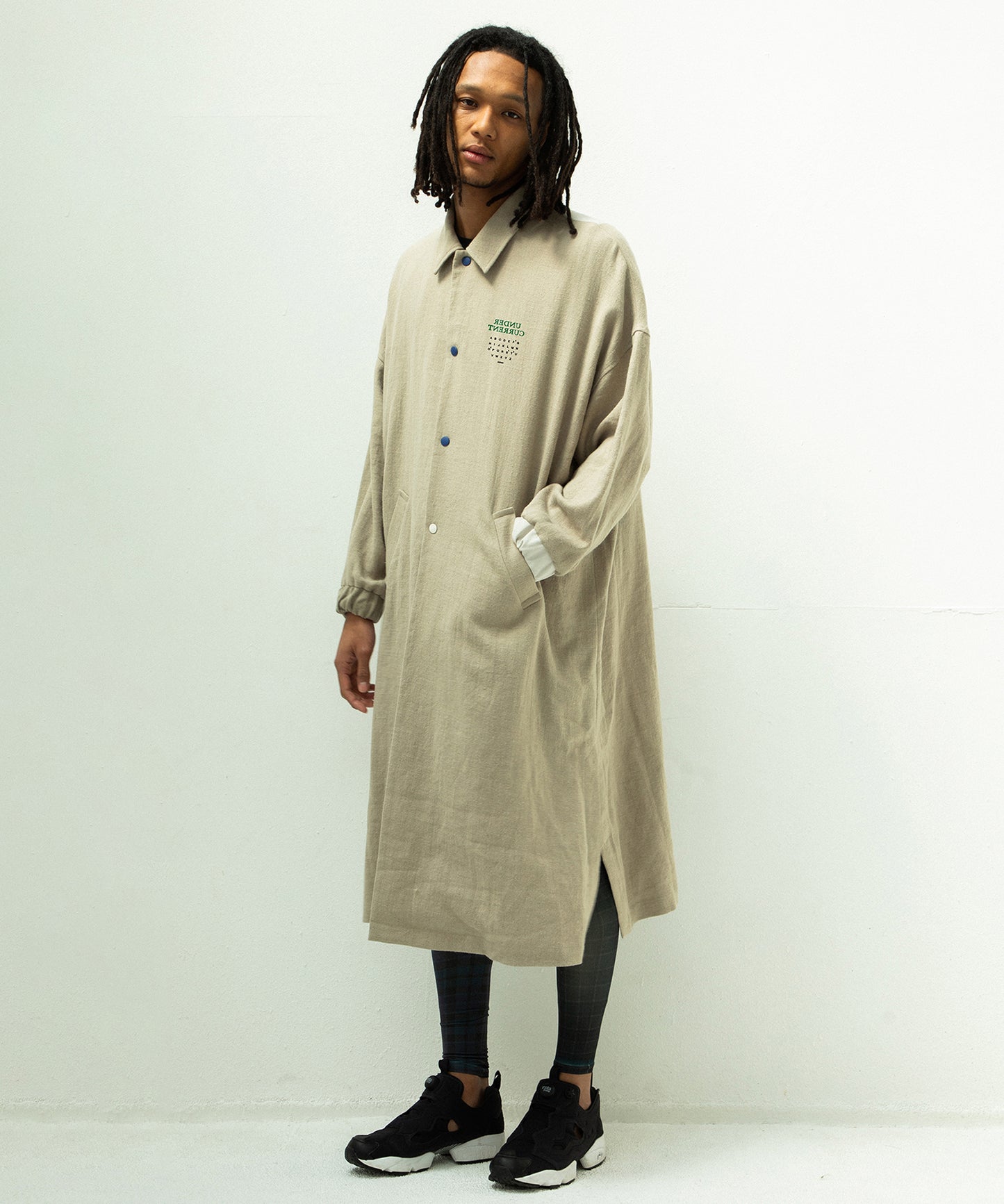 COLOR MIX LINEN WOOL COAT
