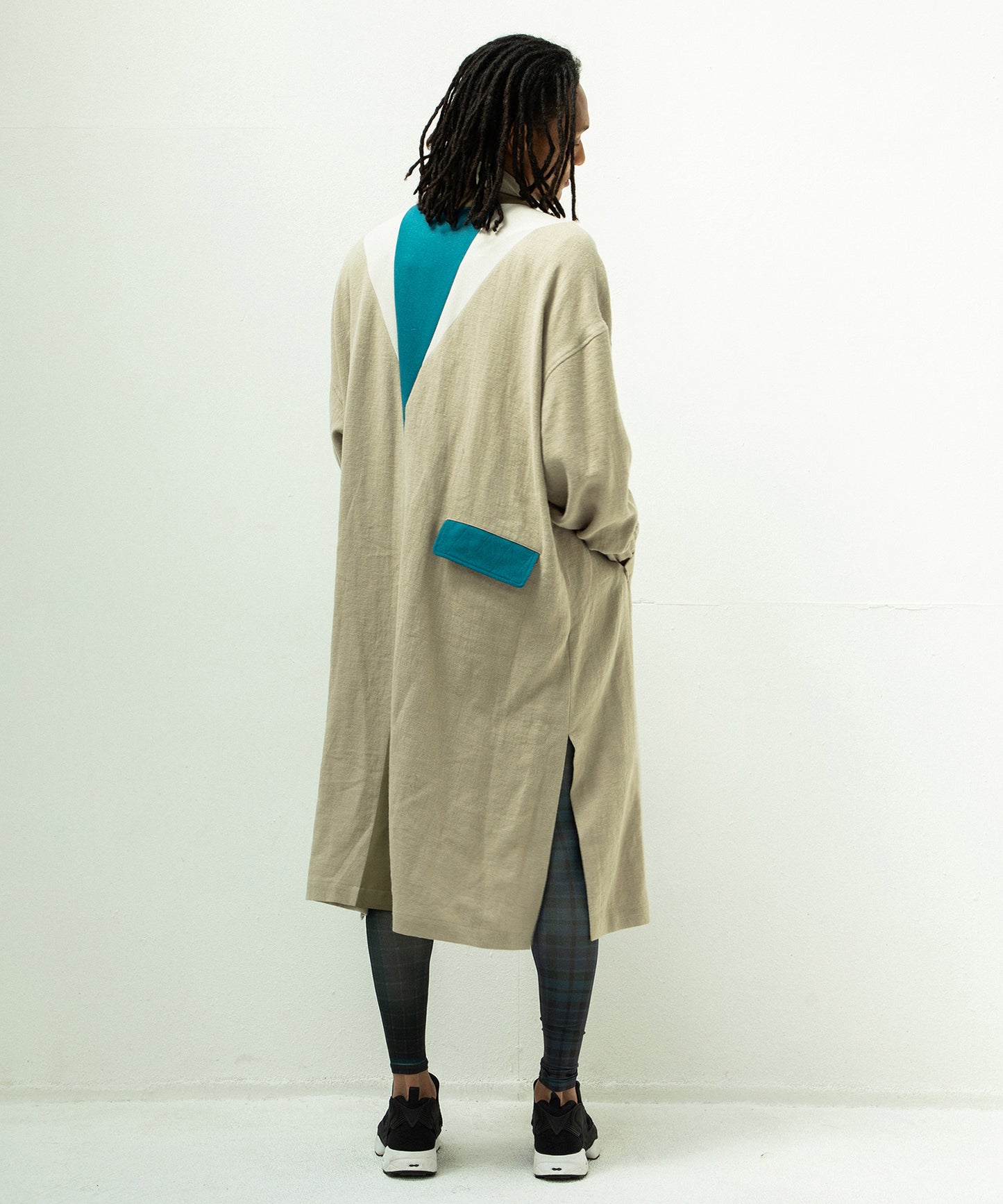 COLOR MIX LINEN WOOL COAT