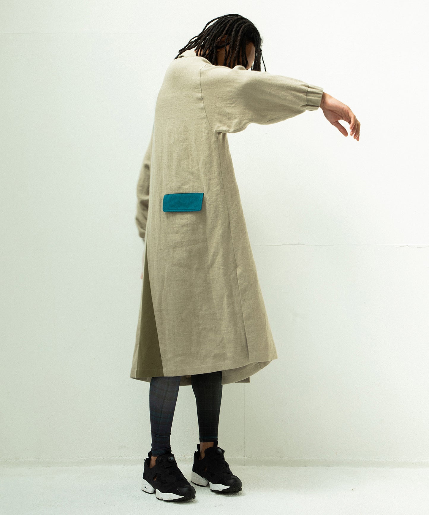 COLOR MIX LINEN WOOL COAT