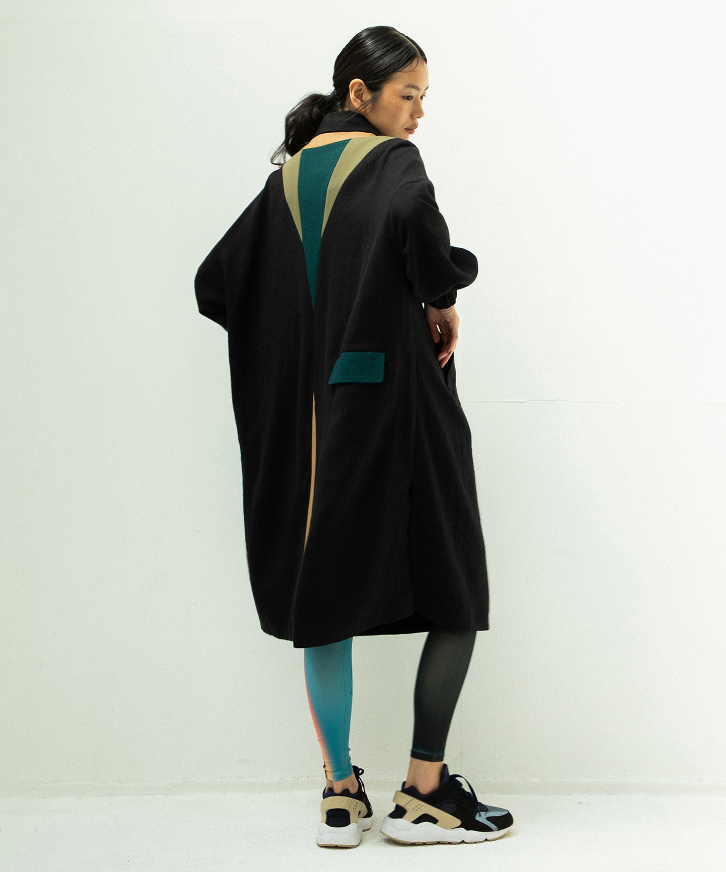 COLOR MIX LINEN WOOL COAT