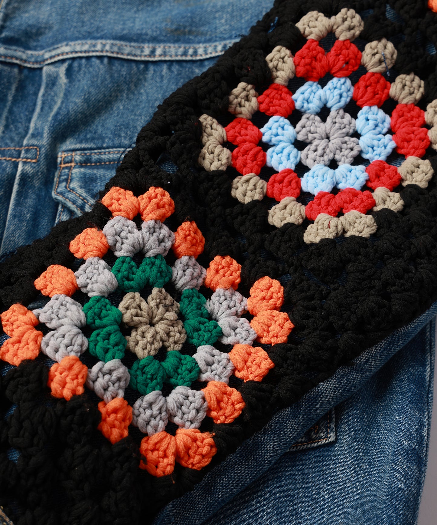 CROCHET DENIM BLOUSON