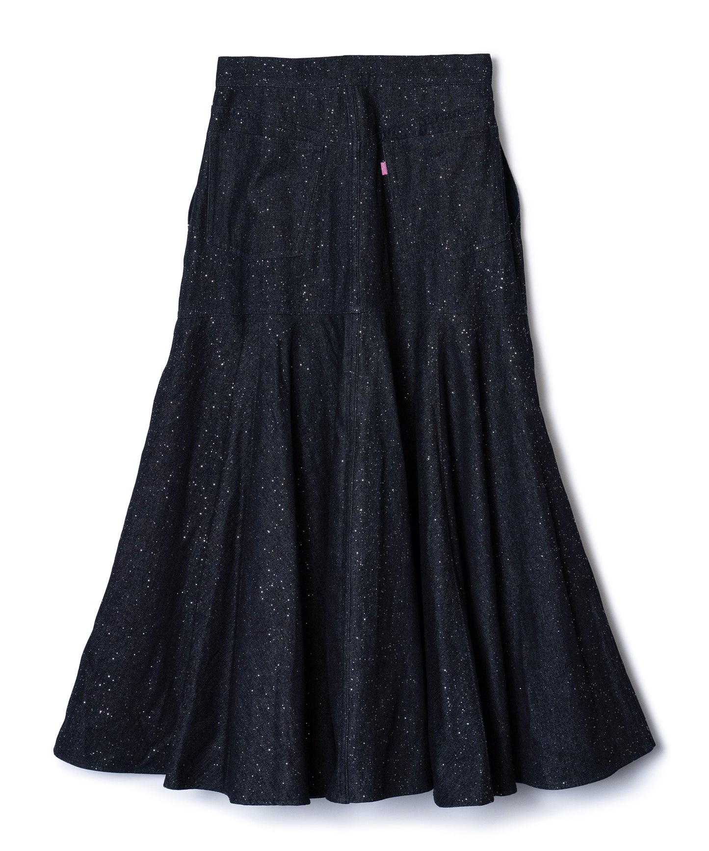 LAME DENIM FLARE SKIRT