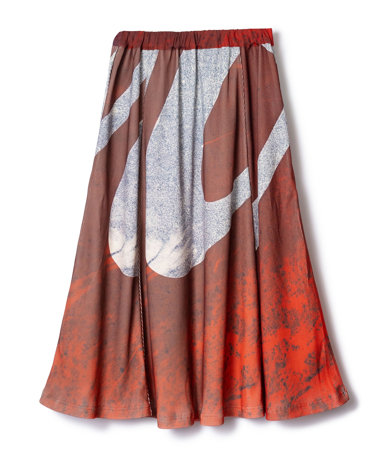 PRINT RIB FLARE SKIRT
