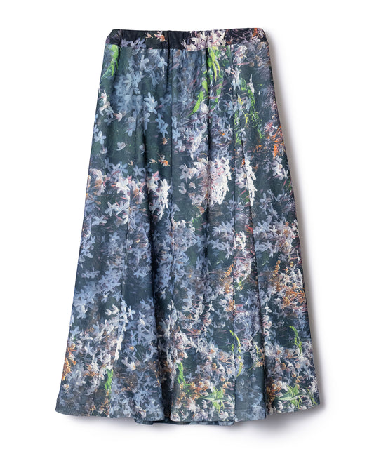 PRINT RIB FLARE SKIRT