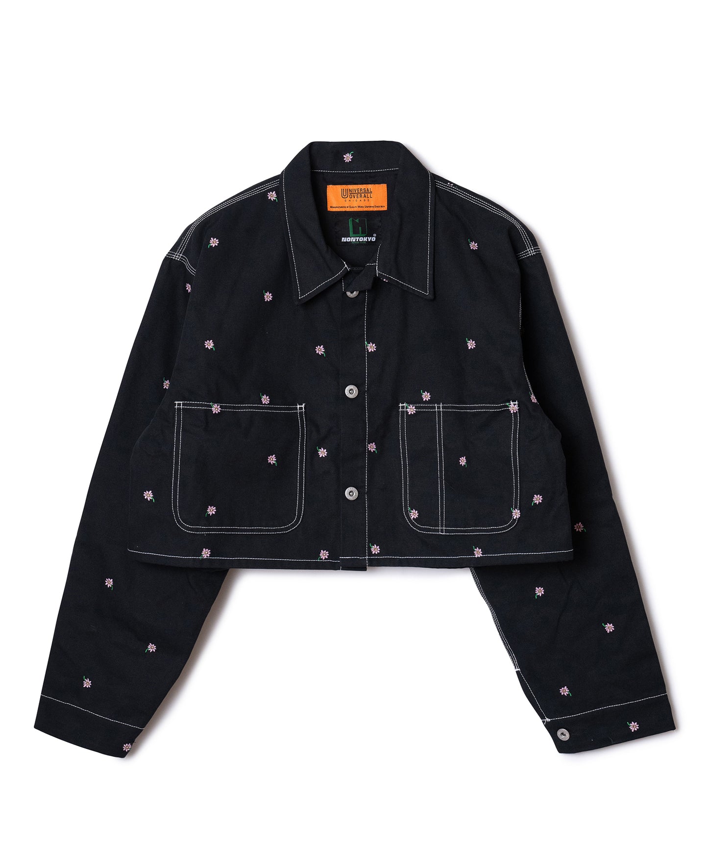 FLOWER EMBROIDERY SHORT COVERALL ( feat.UNIVERSALOVERALL)
