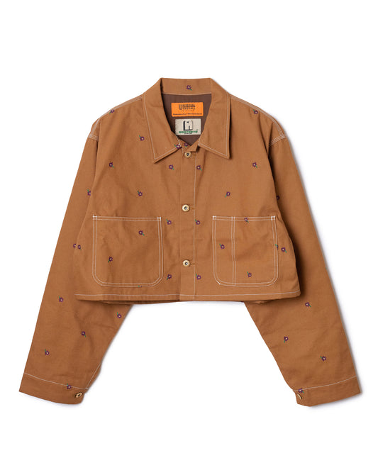 FLOWER EMBROIDERY SHORT COVERALL ( feat.UNIVERSALOVERALL)