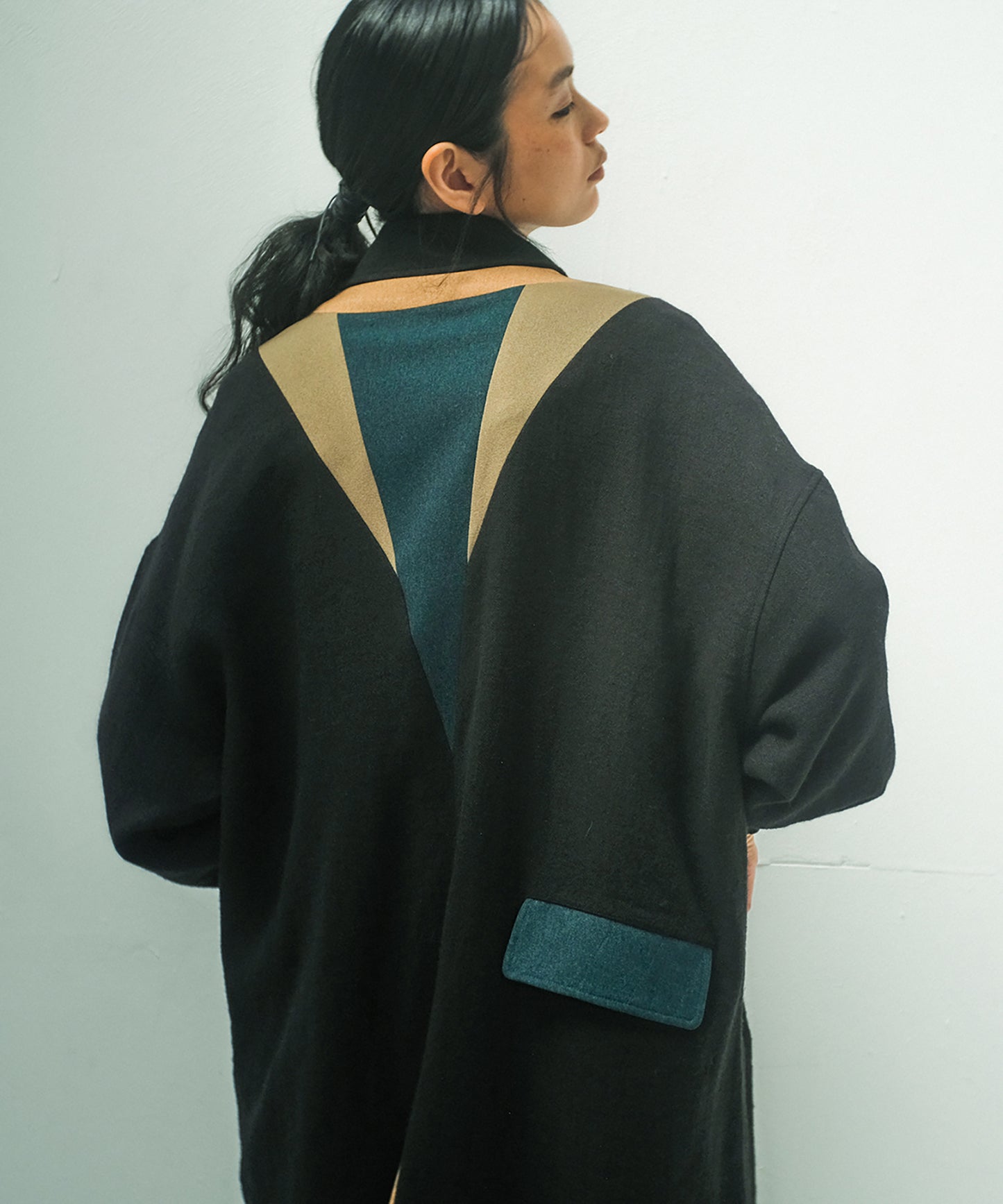 COLOR MIX LINEN WOOL COAT