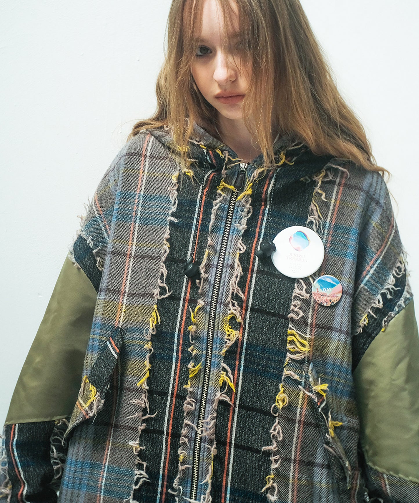 FRINGE WOOL MIX HOODED BLOUSON