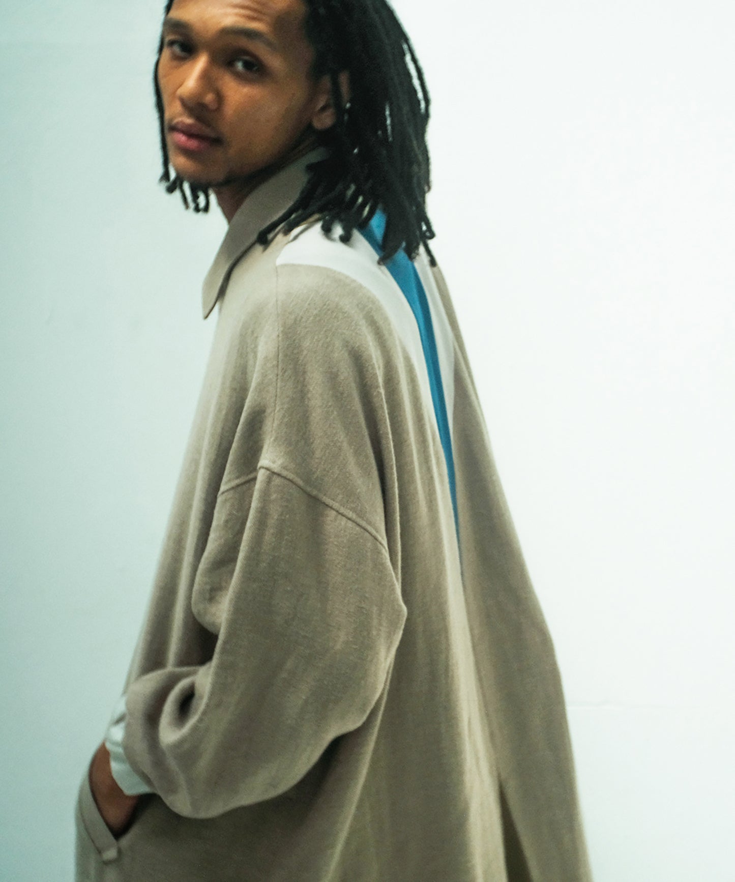 COLOR MIX LINEN WOOL COAT