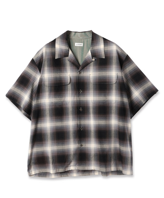CHECK OPEN COLLAR SHIRT S/S