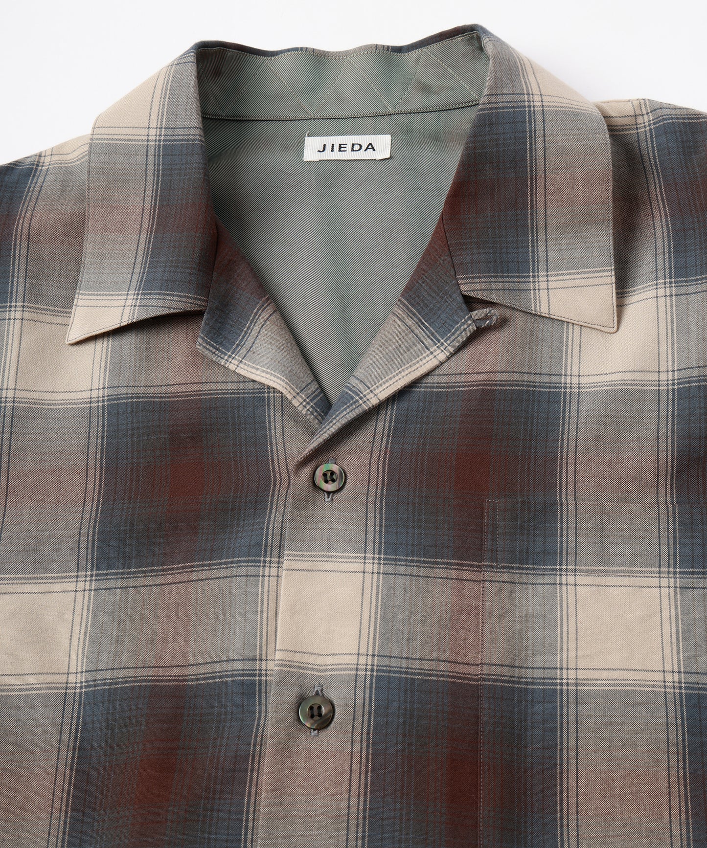 CHECK OPEN COLLAR SHIRT