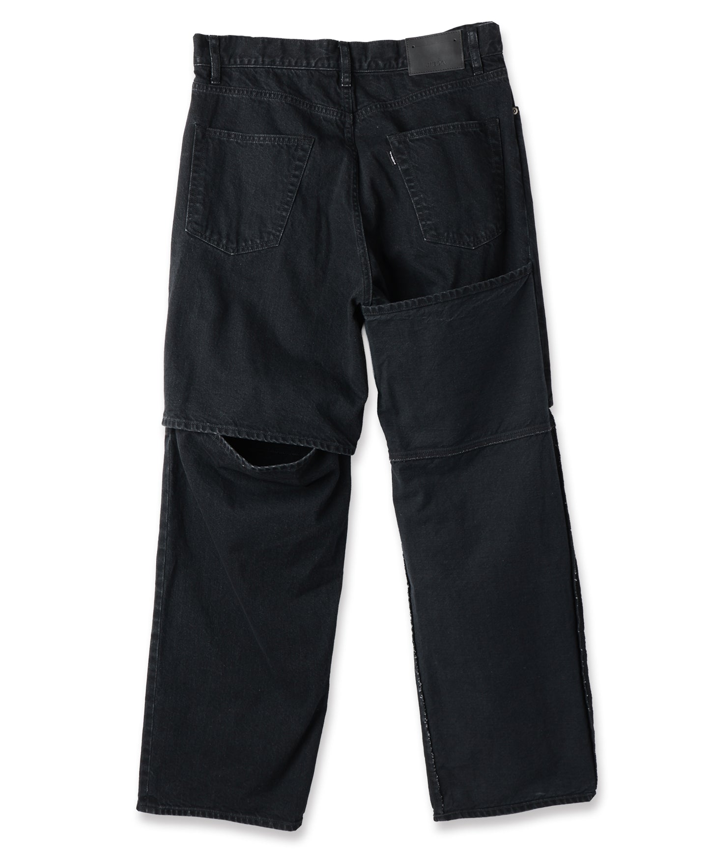 KNEE HIGH LAYERED COATED DENIM