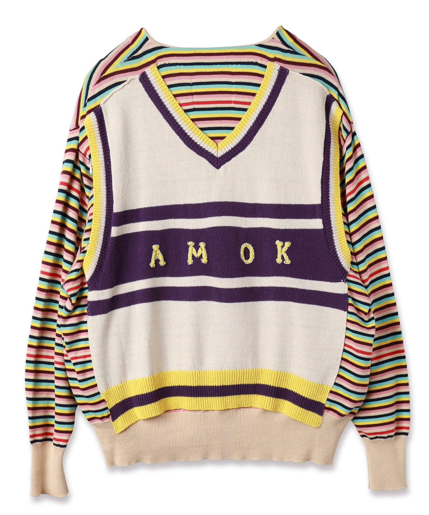 BACK-TO-FRONT BORDER KNIT