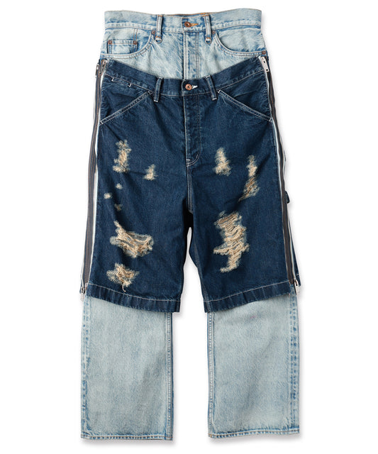 TWO-IN-ONE DENIM PANTS