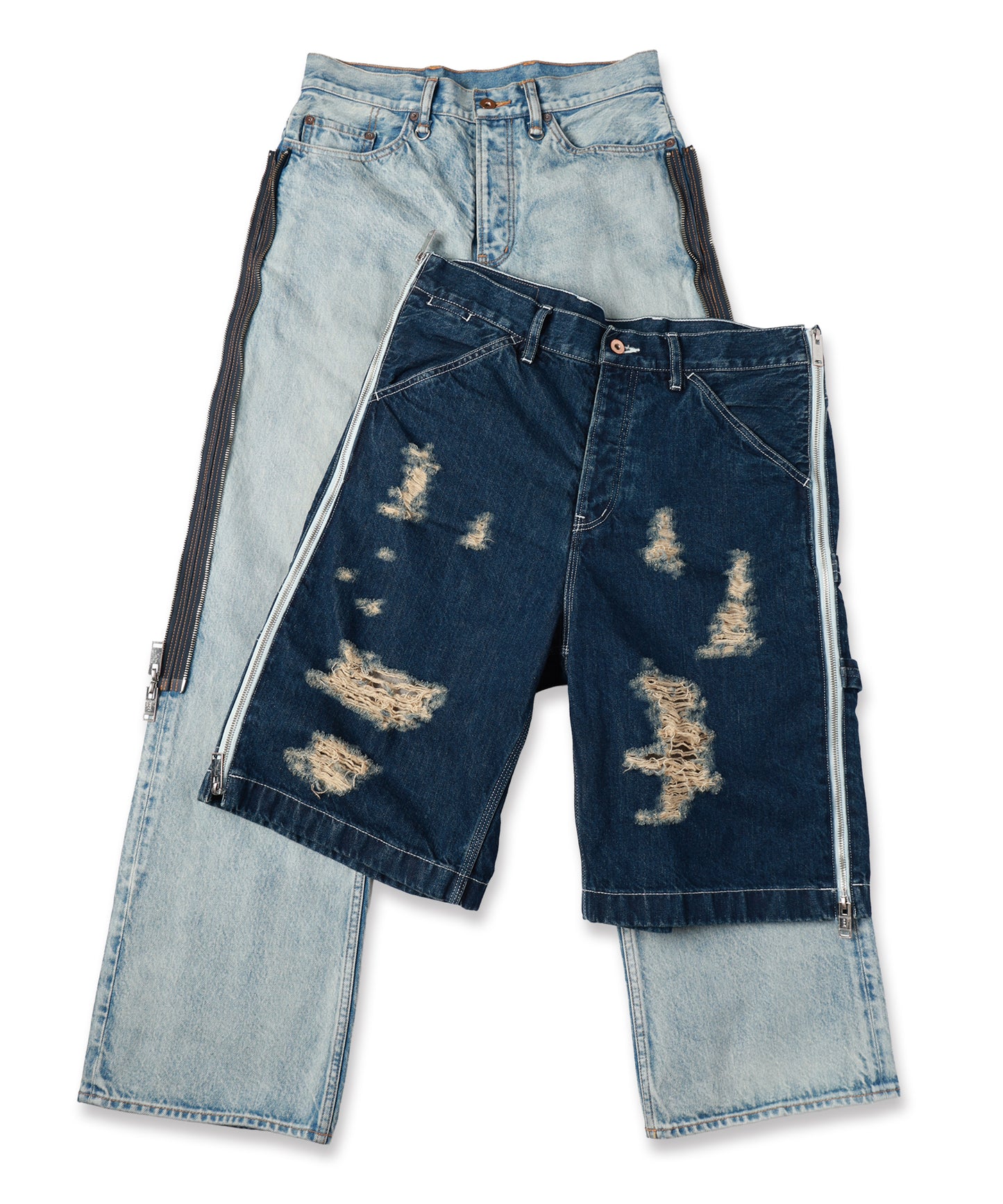 TWO-IN-ONE DENIM PANTS