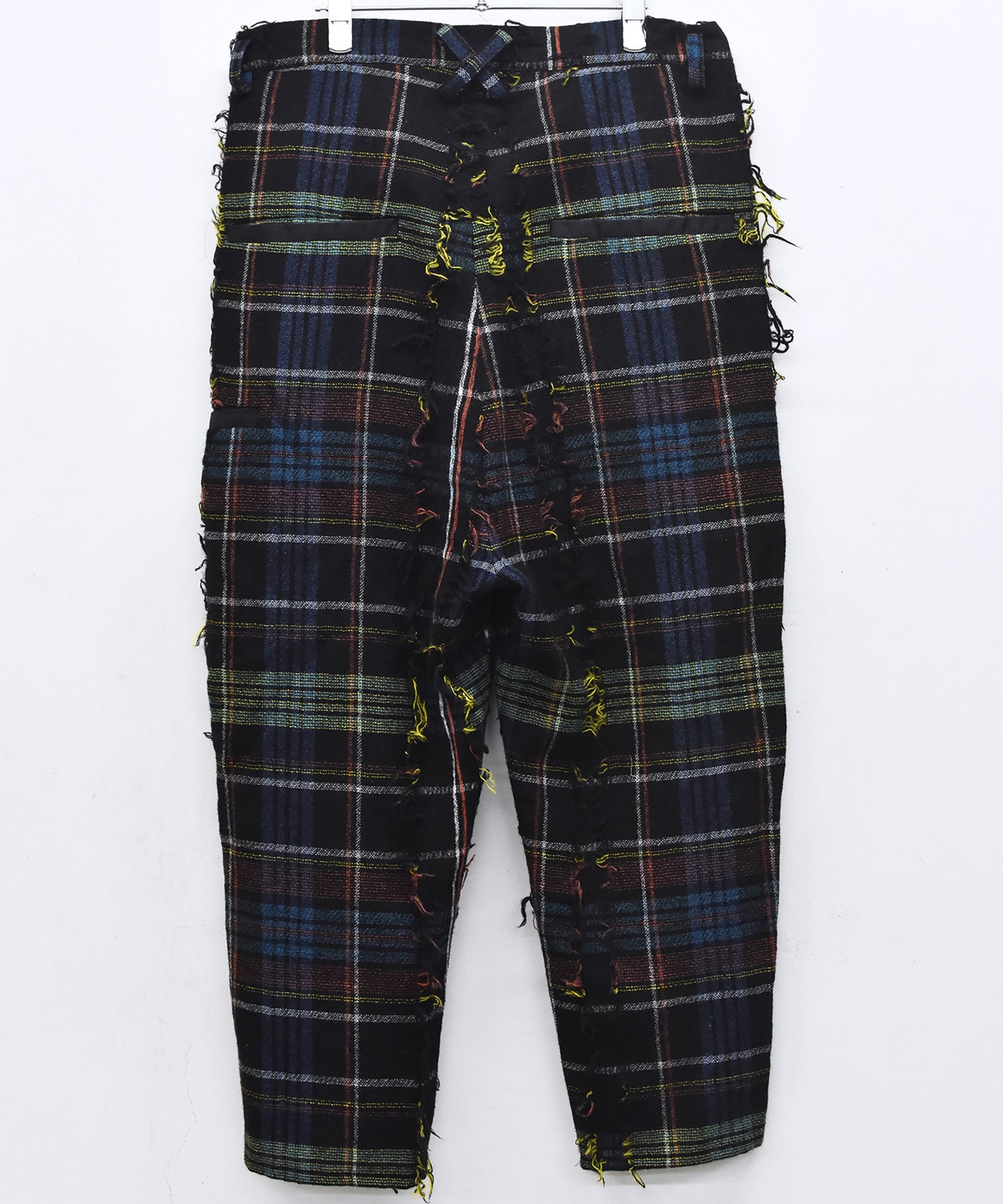 FRINGE WOOL CHECK WIDE SLACKS