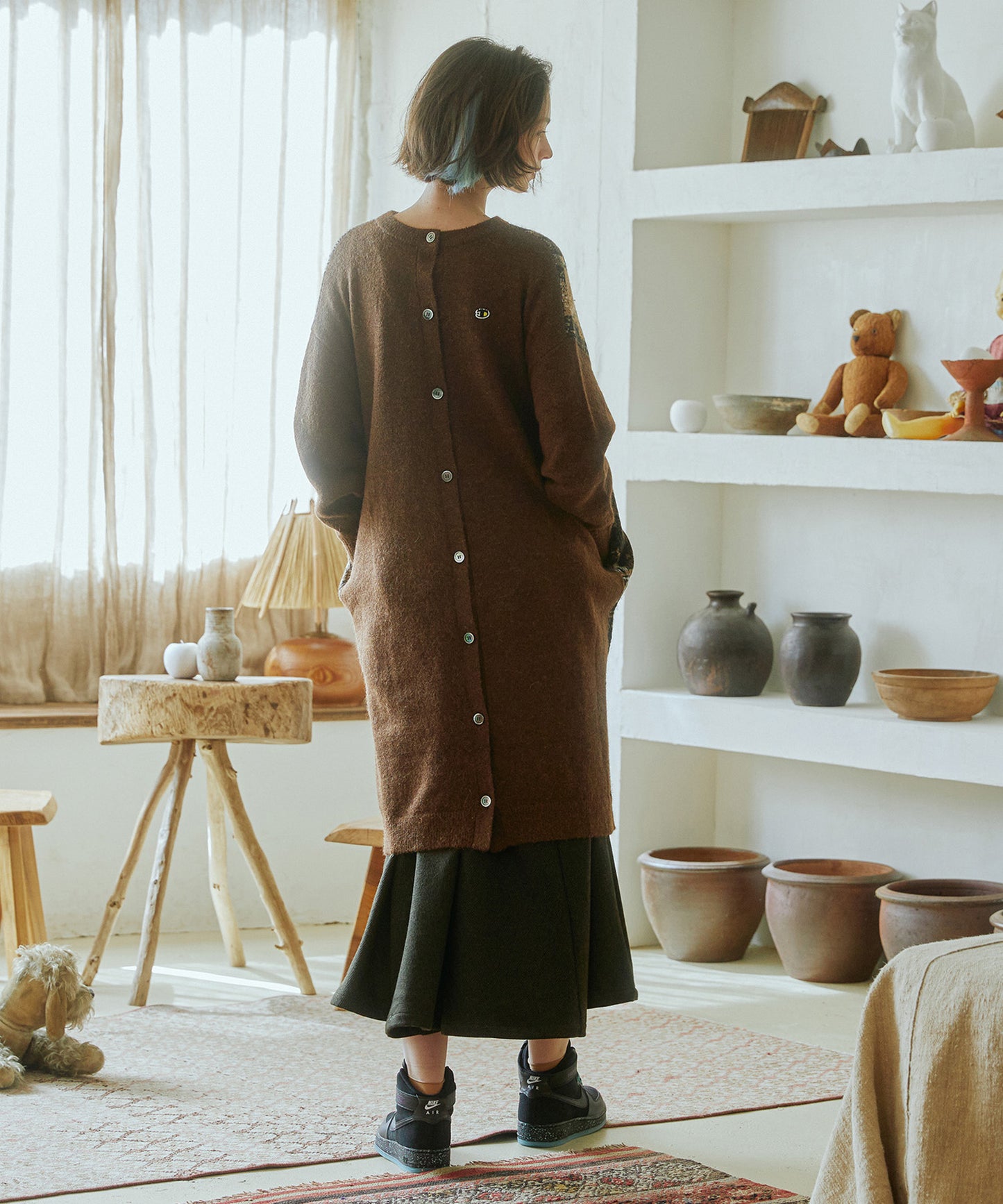 2way Mix Textile Knit Gawn