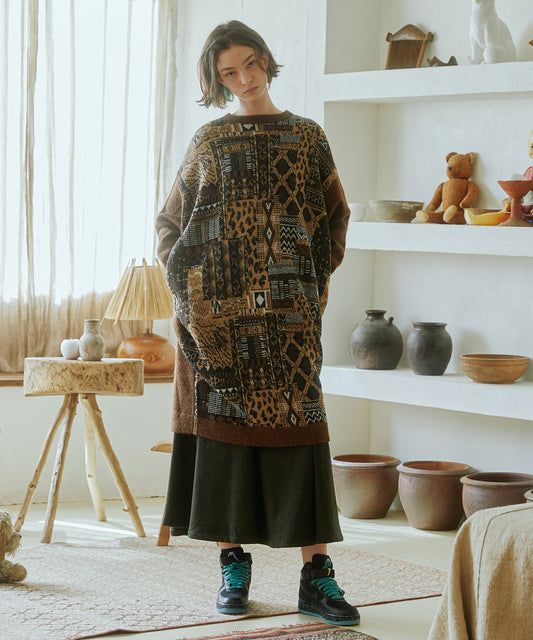 2way Mix Textile Knit Gawn
