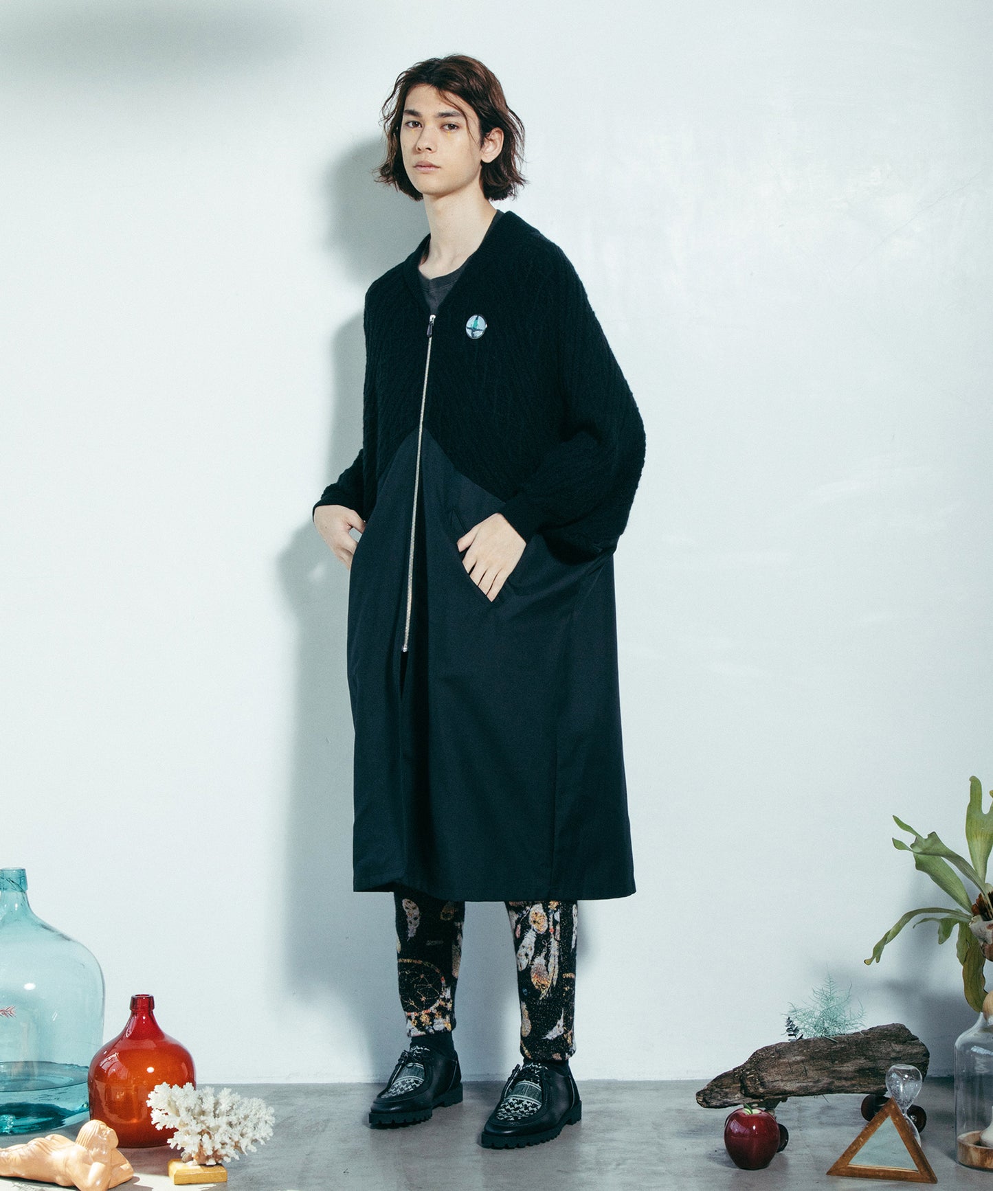 Mixed Knit Coat