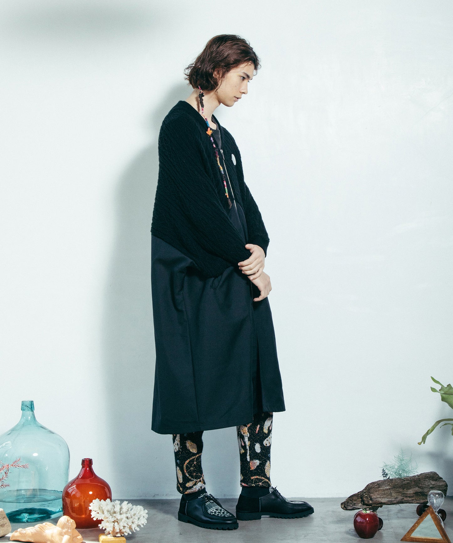 Mixed Knit Coat