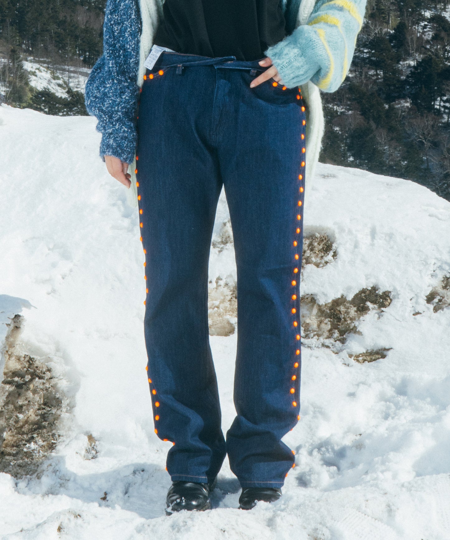 amok × wrangler COLOR STUDS FLARE DENIM PANTS
