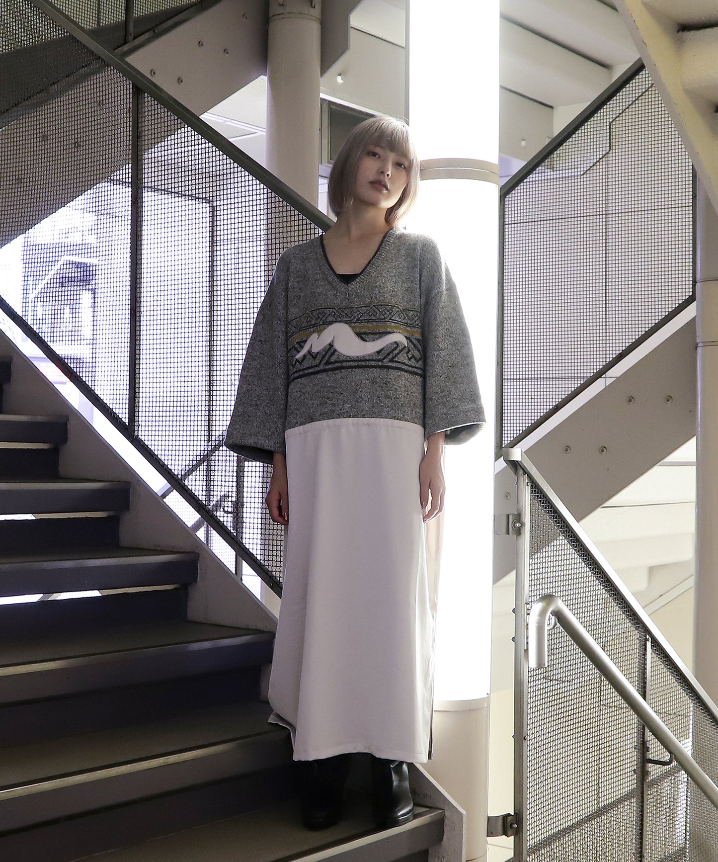 nyoroli KNIT*SATIN OP