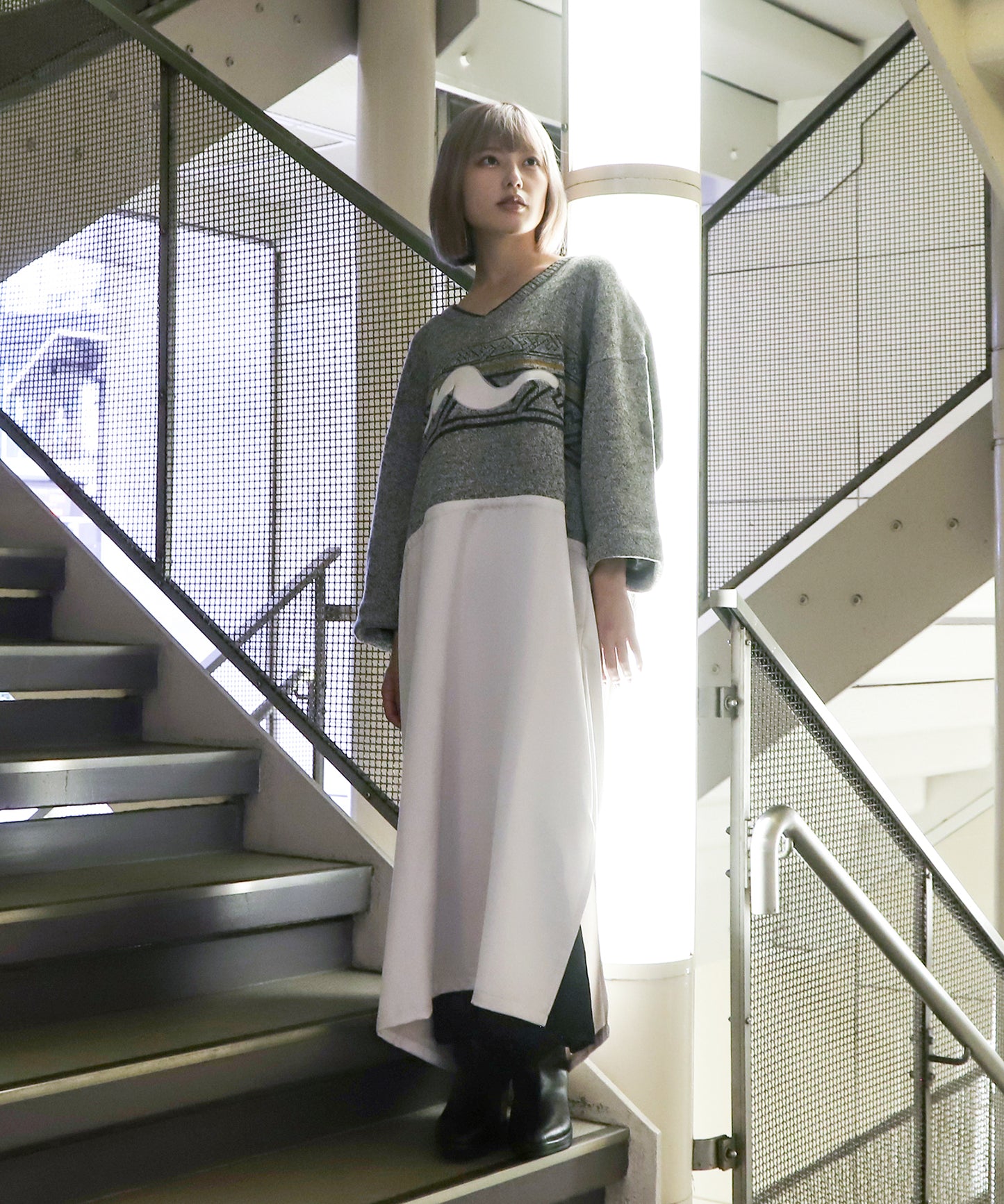 nyoroli KNIT*SATIN OP